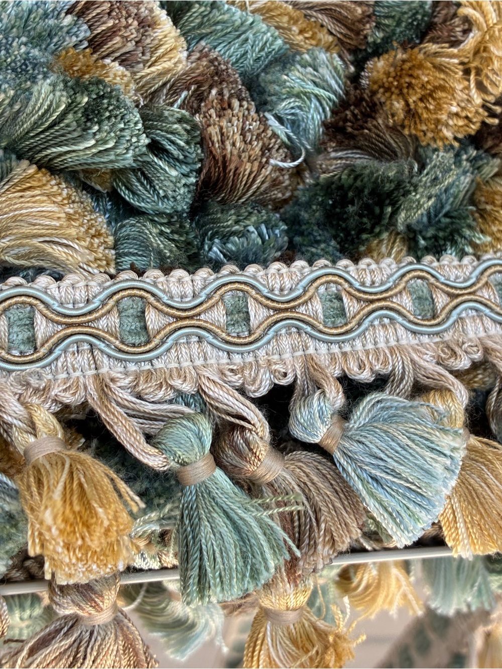 Decorative Tassel Trim by Conso, beige, blue, gold, green - Picture 2 of 10
